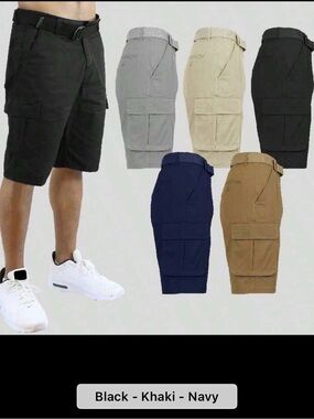 Men’s Cargo Shorts lot size 38 black navy khaki